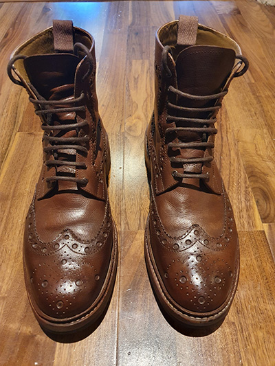Cleaned and shoeshined mens Grenson boots